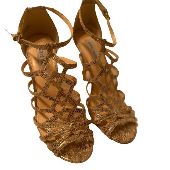 Steve Madden Metallic Gold Daacia Snakeskin Stilleto Heel Shoe Size 9.5 - Picture 3 of 6